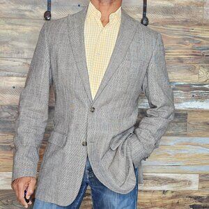 John Varvatos Wool Linen Dual Vent Unconstructed Peak Lapel Blazer Jacket 40L